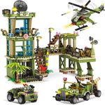 WishaLife City War Military Base Army Toys - Building Block Sets for 6 7 8 9 10 11 12-Year-Old Boys, with Vehicles, Helicopter, Fun Roleplay Military Toys Gifts for Kids Aged 6-12 (830 Pieces)