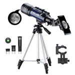 ESSLNB Telescope for Adults, 70mm Aperture Refractor Telescopes (15X-180X) for Astronomy Beginners, Portable Travel Telescope with Phone Adapter & Adjustable Tripod