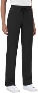 MIVEI Straight Leg Scrub Pants for Women with 8 Pockets High Rise Modern Classic Fit Cargo Scrub Bottom Elastic Waist Medical Black
