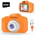 PROGRACE Kids Camera for Boys & Girls - Dual Selfie Mini Children Camera, Age 3-9, Orange