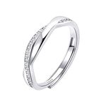 Sterling Silver Adjustable Ring S925 Silver Rings for Women Cubic Zirconia Twist Love Knot Dainty Ring Silver Minimalist Open Finger Rings Silver Thumb Sterling Silver Ring