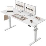 Agilestic Electric Standing Desk, 140 x 60 cm Height Adjustable Sit Stand Desks with Splice Board and Memory Smart Pannel, Home Office Desk, White