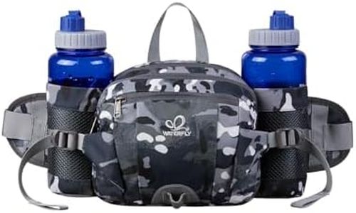 WATERFLY Fanny Pack Waist Bag: Fannie Pack 2 Water Bottle Holders Lumbar Belt Hiking Walking Running Jogging Camping Large Woman Man (Camouflage black)