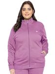 YHA Women's Regular Fit Zipper Plus Size Jackets Mauve