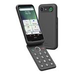 Doro - Aurora A20 Flip Smartphone - Senior Mobile Phone - Easy to Use - Assistance Button with GPS Location - Hearing Aid Compatible - USB Cable Included - Graphite