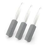 Pumice Toilet Bowl Cleaning Stone - Coideal 3 Pack Scouring Stick Brush with Extra Long Handle Limescale Remover for BBQ Grills, Tiles, Swimming Pools (Gray)