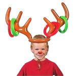 Christmas Inflatable Reindeer Antler Hat with Rings Party Toss Games for Kids All Family