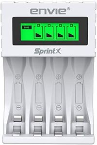 ENVIE® (ECR11MC) SprintX Ultra Fast Charger for Rechargeable Batteries AA & AAA Ni-mh, with LCD Display Indicator, Smart Charge Control System, Charge 2 or 4 Batteries At a Time