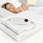 TLGREEN Single Electric Blanket, 6 Heat Levels, 100W with 8H Auto Swich-Off, Machine Washable & Overheat Protection Heated underblanket, 150x80cm, Mattress Warmer with Elastic Straps