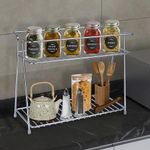 Planet Heavy Duty Stainless Steel 2-Tier Kitchen Rack/Storage Shelf/Spice Jar Rack - Multipurpose Storage Rack for Kitchen (Chrome)