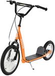 Aosom Youth Scooter Kick Scooter for Kids 5+ with Adjustable Handlebar 16" Front and 12" Rear Dual Brakes Inflatable Wheels, Orange