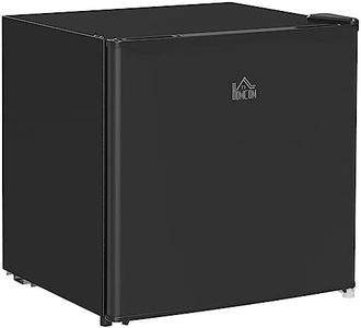 HOMCOM 46 Litre Table Top Mini Fridge, Small Fridge with Ice Box, Reversible Door, Adjustable Temperature and Legs, Mini Fridge for Bedrooms, Home Office, Black