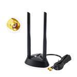 Vecys WiFi Antenna 2.4G / 5.8G Dual Frequency Dual Antennas Signal Magnetic Base 6dBi RP-SMA Adapter Desktop PCIE Network Card External Antenna 1.2M 3.9ft for wifi router Card Wireless