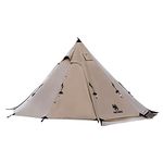 OneTigris Northgaze Canvas Hot Tent with Stove Jack, Wind-Proof Flame-Retardant, Durable 4 Season Camping Pyramid Teepee Tent for 2-4 Person (Coyote Brown)