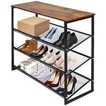 Garden 4 you 4-Tiers Shoe Storage Freestanding Organizer Modern 25.2 in Tilting Adjustable Shoe Rack for High Heels, Entryways, Hallways, Closets, Dormitory Rooms, Industrial, Brown