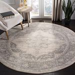 SAFAVIEH Brentwood Collection Area Rug - 6'7" Round, Cream & Grey, Medallion Distressed Design, Non-Shedding & Easy Care, Ideal for High Traffic Areas in Living Room, Bedroom (BNT865B)