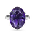 Linawe Silver Amethyst Purple Cubic Zirconia Rings for Women, Oval Imitation Diamond Adjustable Ring, Prom Jewelry Costume, Birthstone Gemstone Crystal Rhinestone Oval Chunky Rings