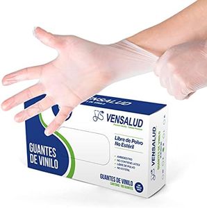VENSALUD | Guantes de VINILO Desechables | Sin Polvo | Resistentes | Para Laboratorios, Sanitarios, Cocina, Estudios de tatuaje, Veterinaria, Limpieza | Sin Látex | 100 uds. | Semi-Blanco | Talla M