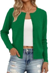 Trendy Queen Womens Cardigan Sweaters Lightweight Crew Neck Outfits Fall Fashion 2025 Clothing Green L