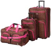 Rockland 3-Piece Luggage Set, Pink Leopard, One Size