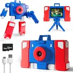 iPlay, iLearn Kids Touchscreen Selfie Camera, Digital Video Camera Toys for Toddler 3-5, Portable Travel Robot Camera W/ 32GB SD Card, Christmas Birthday Gifts Boy 4-8, Present for 6 7 9 10 Year Old