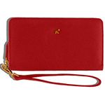 NEORAH – Red Women's wallet | Handcrafted large Ladies Wallet Clutch organizer with zip around closure | Tote wallet made with Vegan Leather | Large size wallet with multiple card slots for credit cards, debit cards| Large capacity clutch with room for cash, mobile,pen & trinkets| zipped pocket for coins| detachable wristlet wrist strap| Slim, long purse for travel & office