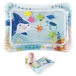 Infantino Jumbo Pat & Play Water Mat, Sea-Themed Mess-Free Water Play for Babies, Supports Tummy Time and Motor Skills Development, Multicolor, 3M+