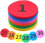 VANANA Pack of 30 Round Carpet Multicolored Marker Sit Dot Sticker with Printed Number 1 to 30 For Classroom Sport Easy Teach Tool Game