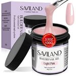 Saviland 100g Light Pink Builder Nail Gel – 3.53oz Hard Gel for Nails Large Capacity Nail Strengthen Gel for Nail Extension Nail Art Manicure Starter U V Nail Gel for Professional Nail Salon Home DIY