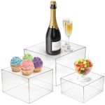 Winter Shore Acrylic Cube Display Risers [3 Pack] - Clear Nesting Display Box Stands with Hollow Bottoms - Square Transparent Storage Acrylic Boxes for Retail & Home Display - Small, Medium, Large