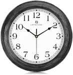 Lafocuse Farmhouse Black Wall Clock 12 Inch Silent Non Ticking, Vintage Kitchen Clocks Wall Battery Operated Distressed Clock Decorative for Living Room Bedroom Office