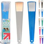 British Made Easy Reach Lotion Applicator for Back with Back Scratcher by BackBliss for Men and Women Clear/Blue