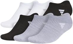 adidas Women's Superlite 3.0 No Show Athletic Socks (6-Pair) Low-Profile fit with targeted Padding and Arch Compression, White/Black/Grey, Medium