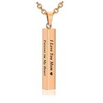 Jovivi Free Engraving - Personalized Custom Engraved Name Words Men Stainless Steel Bar Pendant Necklace w/Gift Box