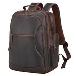 TIDING Full Grain Leather 17.3 Inch Laptop Backpack for Men Large Capacity Travel Weekender Camping Daypack Rucksack