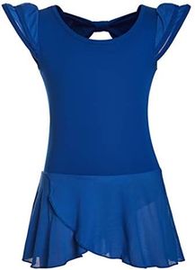 DANSHOW Girls’ Ballet Dance Leotards with Flutter Sleeve Petal Skirt and Bowknot Back(YW3033-L-05)