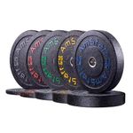 AmStaff Fitness 2" Crumb Rubber Bumper Plates for Weightlifting, Cross Training, Home Gym, Less Impact, Absorb Bounce & Shock (260lbs - set)