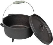 Andes Cast Iron Dutch Oven, 4.25L Outdoor Camping Cooking Pot/Casserole Roasting Dish Cauldron with Lid