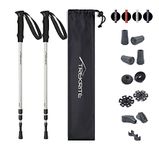 Collapsible Telescopic Walking/Hiking/Trekking Poles/Sticks - 3-Section Antishock Unisex with Accessories (2pc / set/pair) - Trekrite (Silver)…