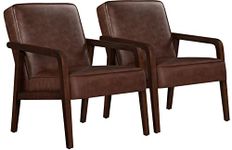 Yaheetech Tub Chair, PU Leather Armchair Modern Cozy Accent Chair with Wooden Frame for Living Room Bedroom Home Office 2/Dark Brown