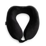 Brookstone Travel Pillow - 100% Memory Foam Ultra Form Contoured Ergonomic Super Soft Airplane Head and Neck Pillow, Size One Size, Black