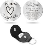 Nishabb Pocket Hug Token Long Distance Relationship Keepsake Stainless Steel Double Sided Inspirational Gift with PU Leather Keychain (To My Love)