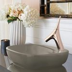 Kohler Kankara Countertop Washbasin, Drain Cut Only Ceramic Bathroom Sink Basin (56x 40x 13cm, Cashmere Color, Glossy Finish, Pebble Design Vessel)