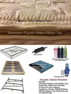 U.S. Water, Glideaway, Aqua Fusion, Calesco Queen Softside Waterbed with Organic Pillowtop and Free Flow Mattress