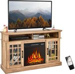 SIMOE TV Stand with Fireplace for TVs up to 50 Inches, 48 Inch, Media Entertainment Center Console Table, Remote Control, Natural