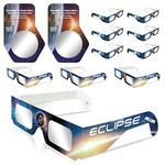QONBINK Solar Eclipse Glasses Approved 2024, ISO & CE Certified Eclipse Glasses 10 Pack + 2 Smartphone Photo Filter Lens, Safe Shades for Direct Sun Viewing, Fr-2401