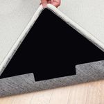 Rug Gripper, 8PCS Carpet Tape Anti Slip Rug Pad, Washable and Reusable Non Slip Rug Pad Carpet Tape Double Sided for Area Rugs Hardwood Floors and Tile,Keeps Corners Flat (8, Black)