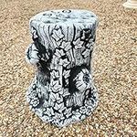 Garden Ornaments & Accessories Concrete Tree Log Stump And Ivy Plinth Black and White