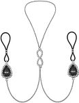 AOAODIMP Rhinestone Nipple Noose Necklace Non Piercing Nipple Chains Faux Body Piercing Jewelry