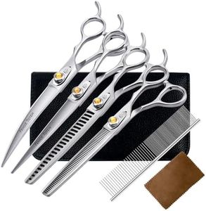 Fenice Professional Dog Grooming Scissors: Shears Set for Dogs Trimming Made Of Japanese 440C Stainless Steel Yellow Diamond